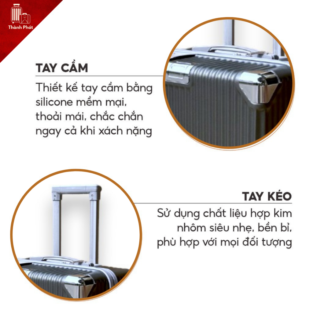 Vali du lịch nhựa abc+pc khóa kéo 4 màu thời trang A02