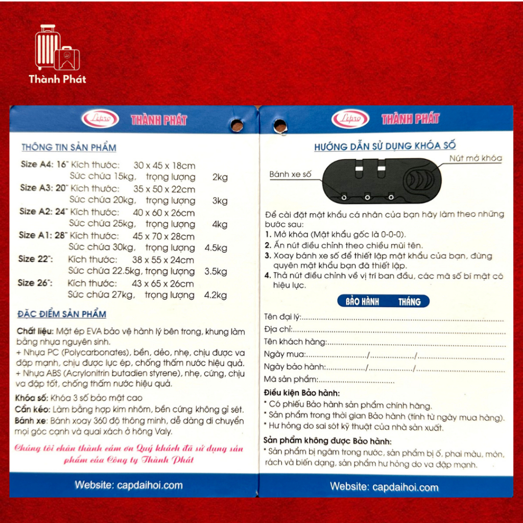 Vali du lịch nhựa abc+pc khóa kéo 4 màu thời trang A02