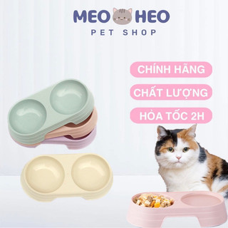 Chén ăn đôi bằng nhựa cho mèo, bát ăn cho thú cưng, bát đựng thức ăn, bát đựng nước uống