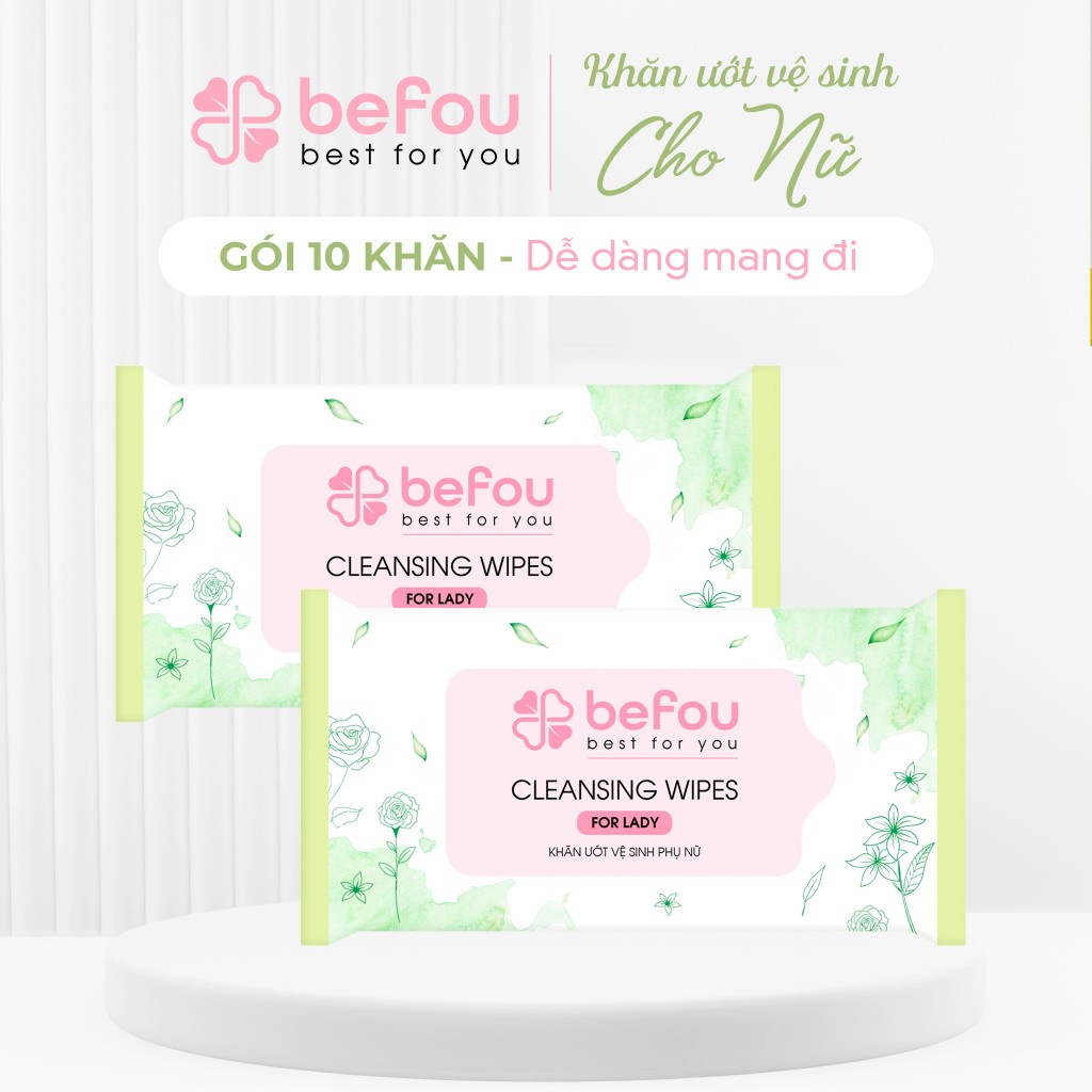 10 Tờ Khăn Ướt Vệ Sinh Cho Nữ Befou Cleansing Wipes For Lady Dạng Gói