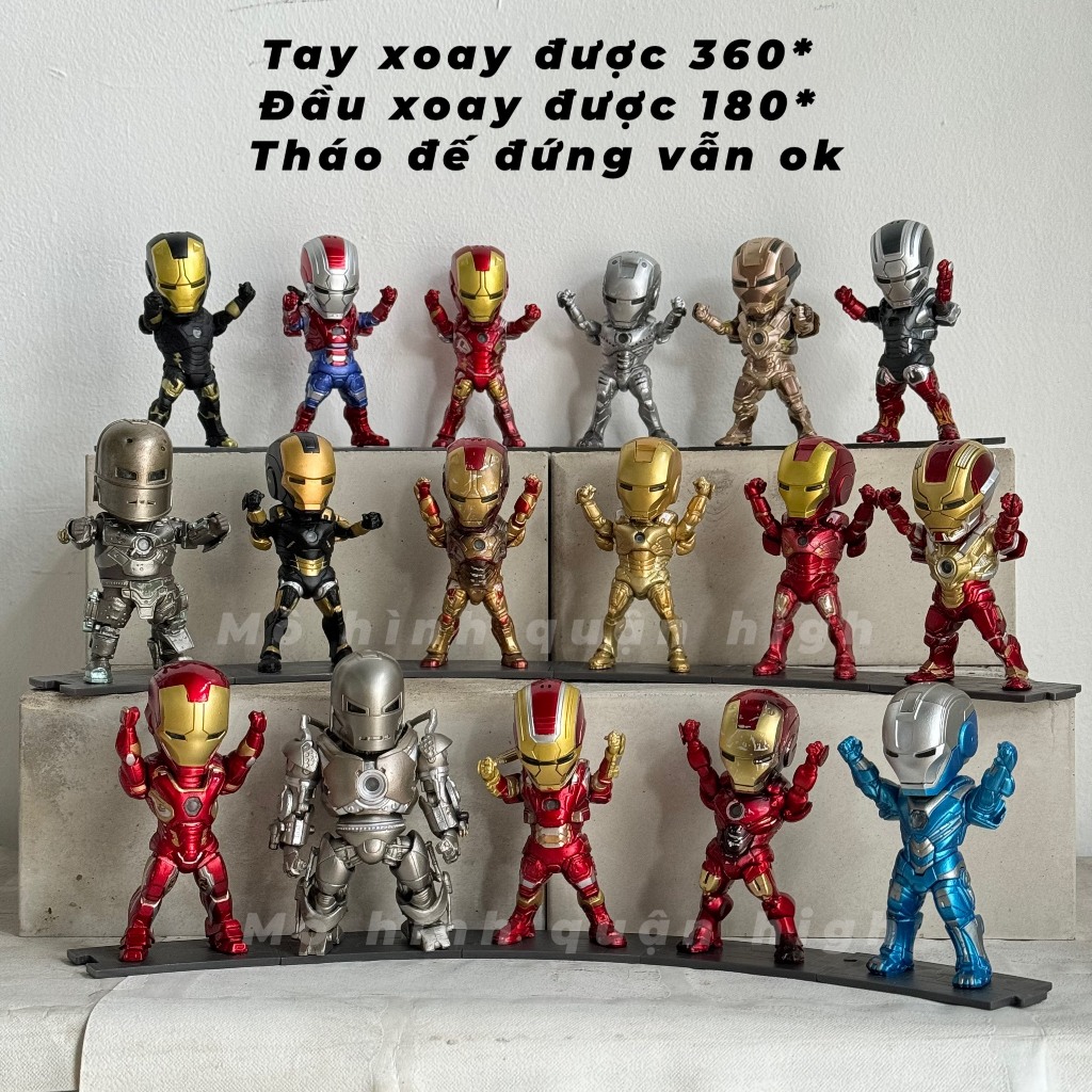 Bộ mô hình Iron Man cao 9cm - 11cm  - bộ 5 bộ 6 mô hình iron man chibi