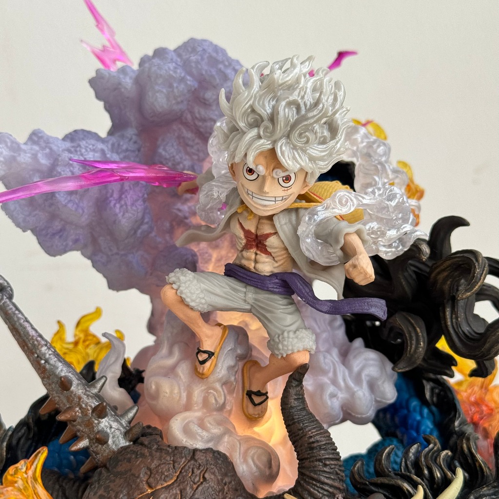 Mô hình Luffy gear 5 đánh rồng Kaido cao 21Cm có LED cực đẹp - Mô hình luffy gear 5 one piece - Luffy chiến đấu có đèn