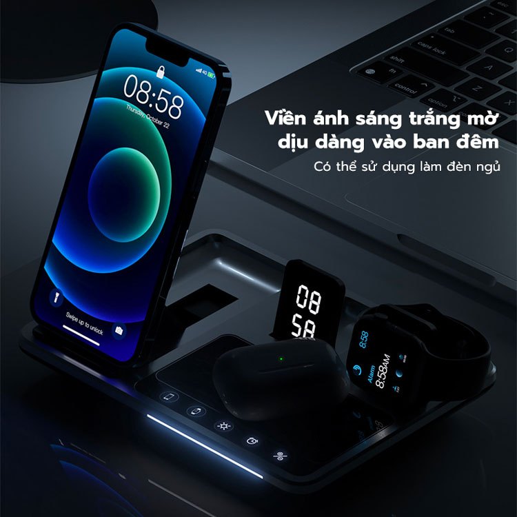 Bộ sạc không dây đa năng 4in1 R11 nâng hạ tự động
