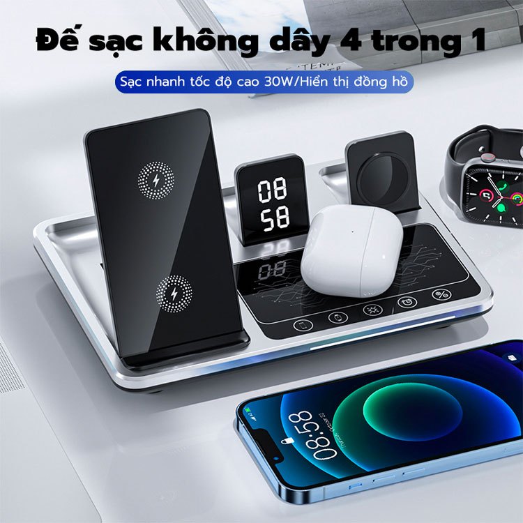 Bộ sạc không dây đa năng 4in1 R11 nâng hạ tự động