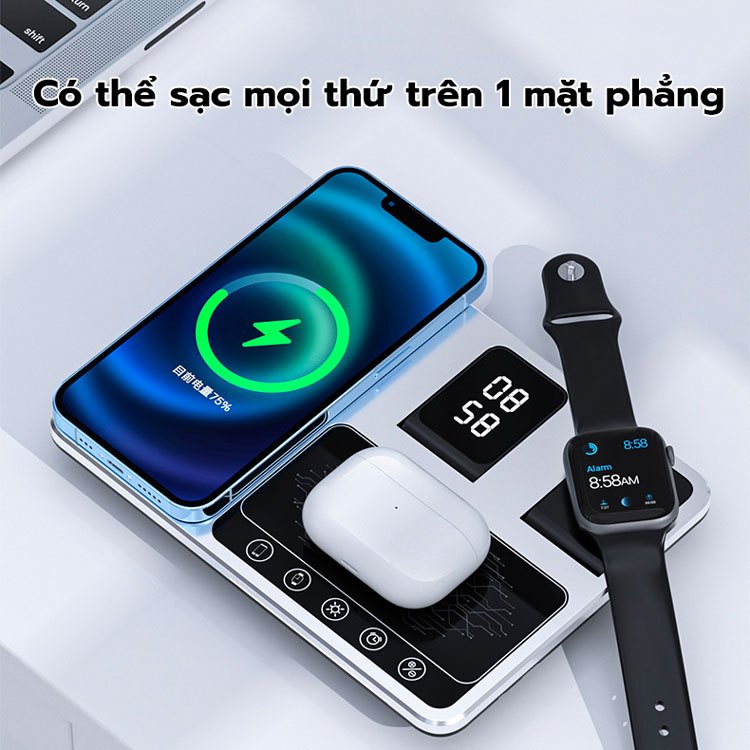 Bộ sạc không dây đa năng 4in1 R11 nâng hạ tự động