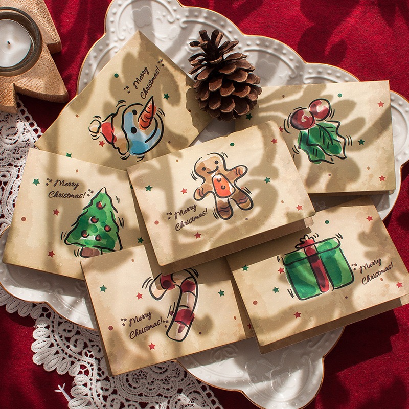 Thiệp kraft cảm ơn, chúc mừng giáng sinh, noel phong cách vintage