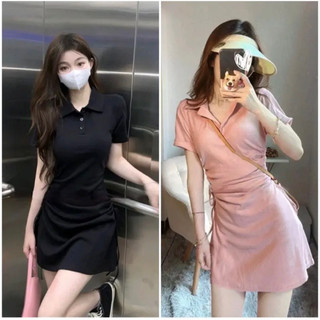 Đầm polo dây rút eo chất thun tăm QC co giãn tốt bigsize 50-90kg