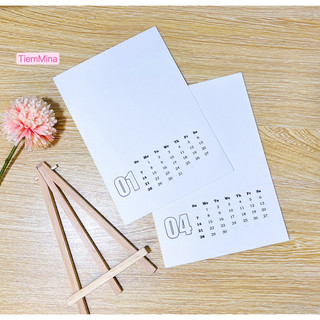  Set lịch để bàn tự vẽ 2024 - Kích thước A6/A5 (dọc) in sẵn ngày tháng (12 tháng) - Kèm giá gỗ