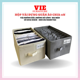 Hộp Vải Đựng Quấn Áo Chia 11 Ngăn VIE FURNITURE - Hộp Vải Đựng Đồ Khung Cứng, Túi Đựng Quần Áo Gọn Gàng Tiện Dụng