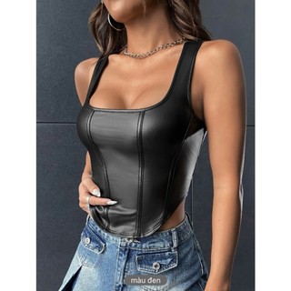 (ORDER SHEIN) VYLE TOP - Áo croptop da PU cá tính Y2K