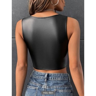 (ORDER SHEIN) VYLE TOP - Áo croptop da PU cá tính Y2K