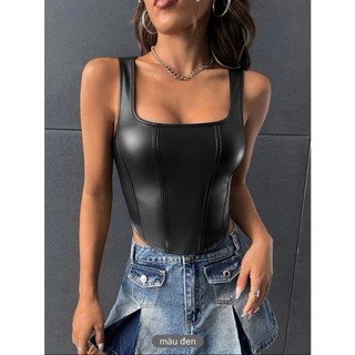 (ORDER SHEIN) VYLE TOP - Áo croptop da PU cá tính Y2K
