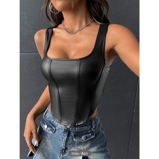 (ORDER SHEIN) VYLE TOP - Áo croptop da PU cá tính Y2K