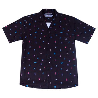 Áo sơ mi birdy pattern trash unisex tay ngắn đơn giản trắng đen
