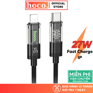 Dây sạc nhanh Hoco 27W cáp thiết kế trong suốt hiện đại dây dù siêu bền cho ip 11 13 12 14 pro max