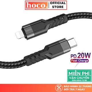Cáp sạc nhanh 20W Hoco Dây bọc dù siêu bền chống gãy gập truyền dữ liệu dùng cho ip11 13 12 14promax