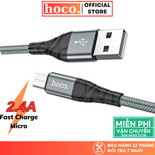 Dây sạc nhanh Micro 2.4A Hoco Cáp siêu bền chống rối chống quá tải nhiệt cho android samsung xiaomi