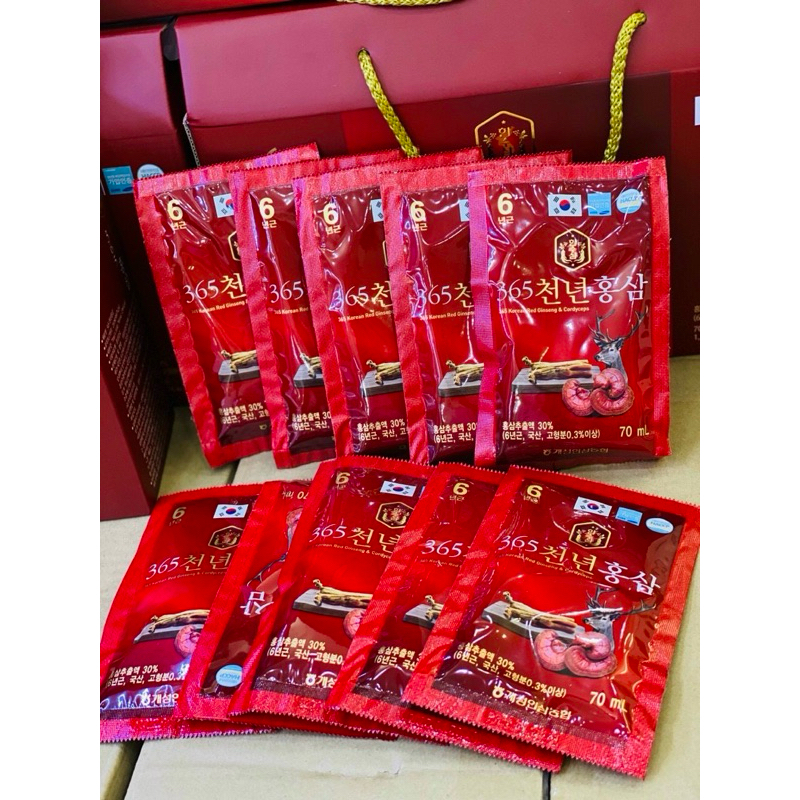 Nước Hồng Sâm Linh Chi Nhung Hươu 365 HÀN QUỐC, Hộp 20 gói x 70ml