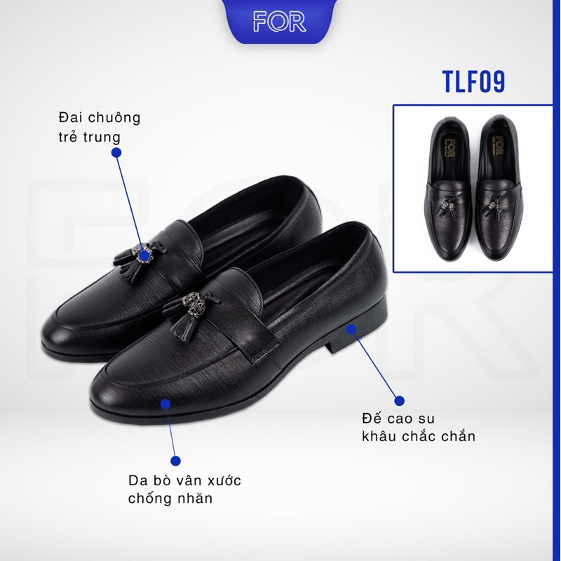 Giày nam thời trang FOR da bò thật vân xước độc đáo TLF09