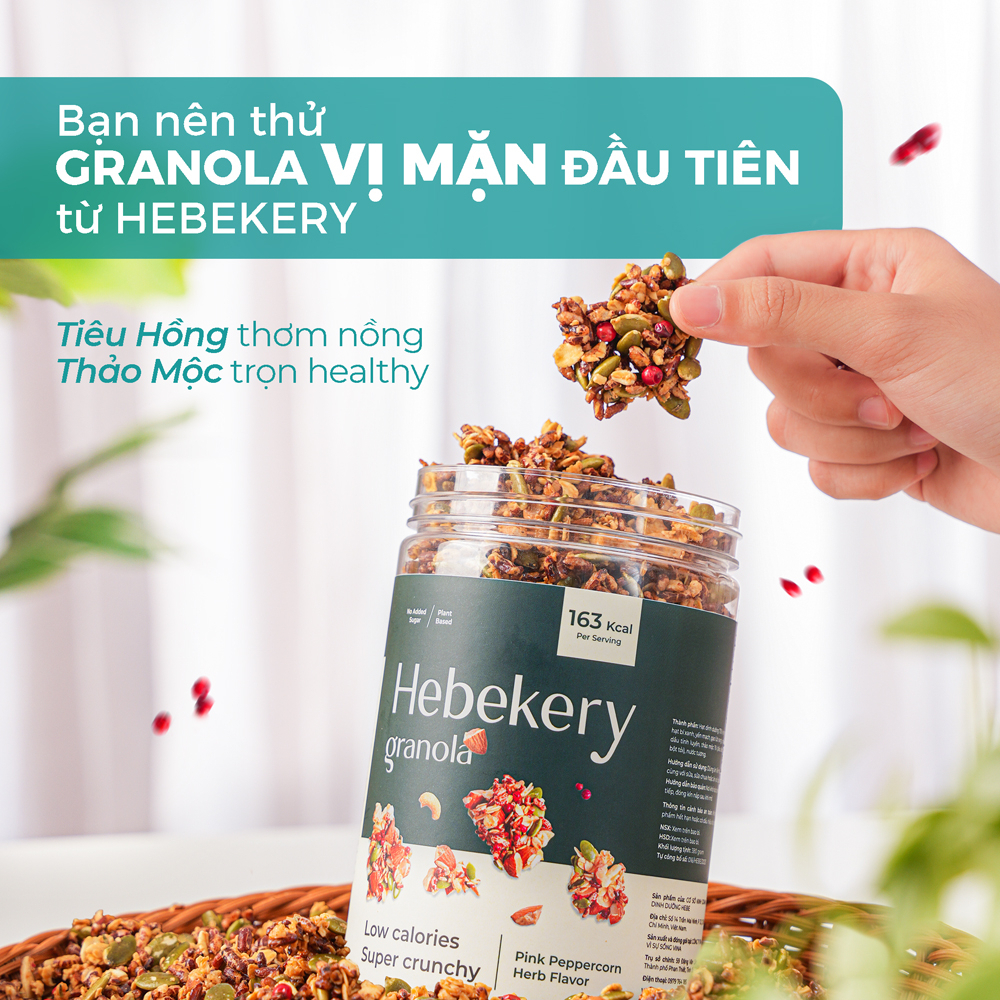 Granola Low Calories Siêu Giòn 5 Vị Hebekery - Ngũ Cốc Ăn Kiêng, Ăn Vặt Healthy Dinh Dưỡng Cho Mẹ Bầu by Demee