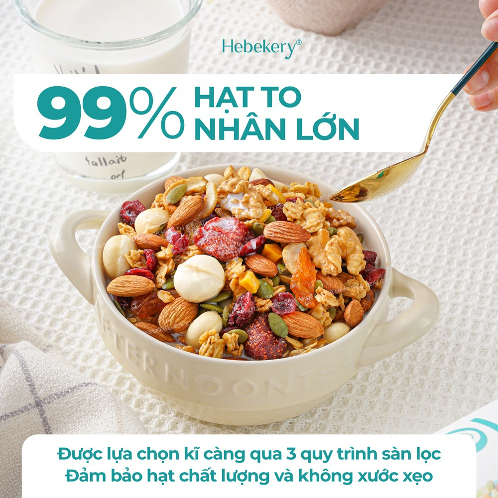 Granola Siêu Hạt 3 Vị Truyền Thống, Choco, Matcha Hebekery - Ngũ Cốc Hạt Ăn Vặt Dinh Dưỡng Cao Cấp Cho Bà Bầu by Demee