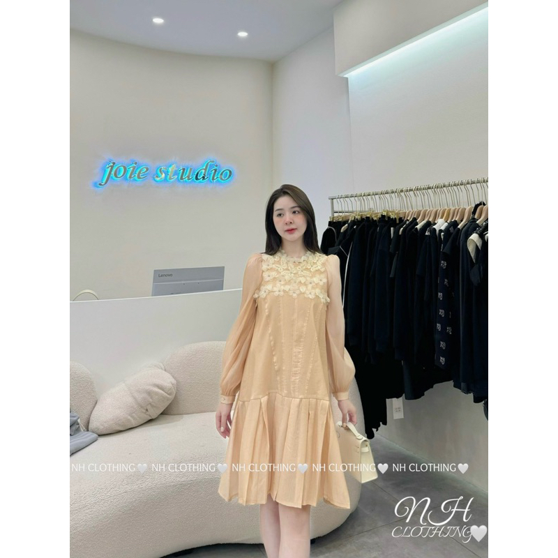 Váy thiết kế cao cấp tiểu thư tơ hàn đính hoa
