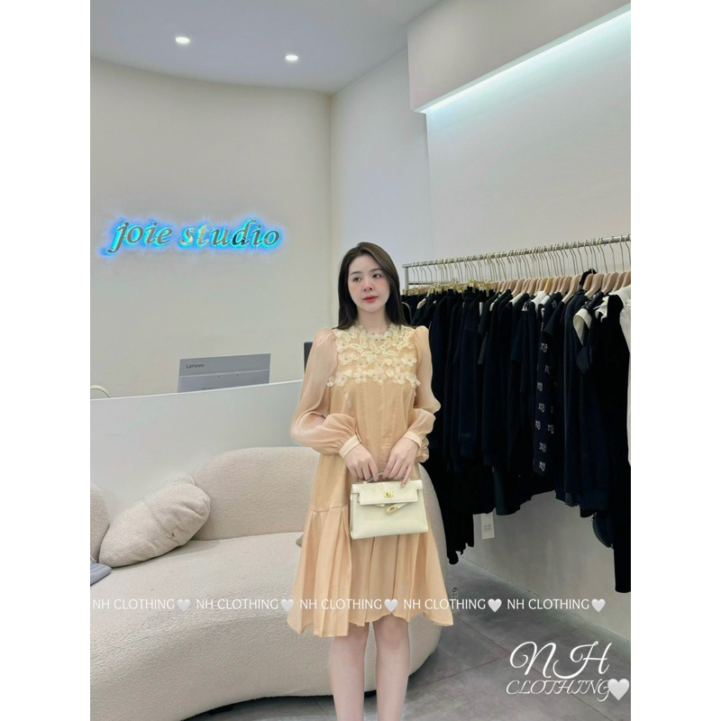 Váy thiết kế cao cấp tiểu thư tơ hàn đính hoa