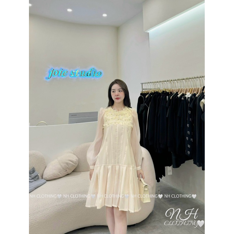 Váy thiết kế cao cấp tiểu thư tơ hàn đính hoa
