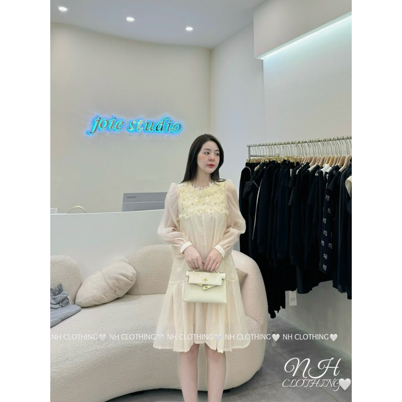 Váy thiết kế cao cấp tiểu thư tơ hàn đính hoa