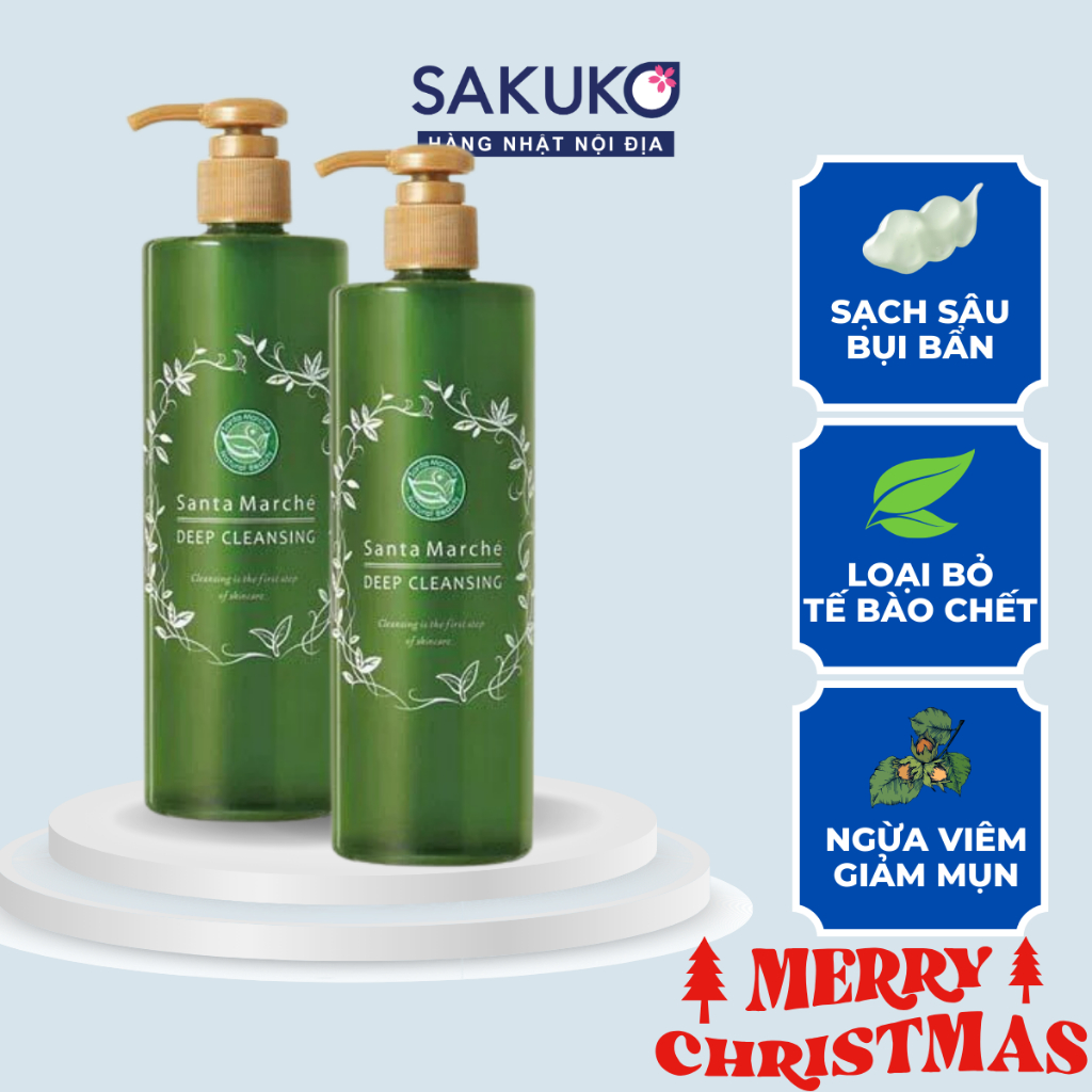 Gel tẩy trang SANTA MARCHE SAKUKO chiết xuất trà xanh sạch bụi bẩn, tế bào chết, giảm viêm, giảm mụn 400ml nội địa Nhật