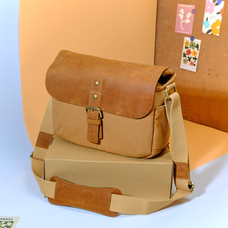 Túi đựng máy ảnh vải Canvas phối da bò.