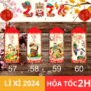 Bao lì xì 2024 Tết SET 50c mẫu 57-60 hot trend dễ thương, phong lixi đỏ truyền thống chibi đẹp độc lạ sỉ lẻ giá rẻ