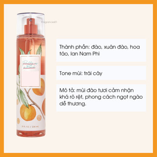 Bộ Sản Phẩm Mist Xịt Toàn Thân, Gel Tắm BBW Pretty As A Peach Từ Mỹ