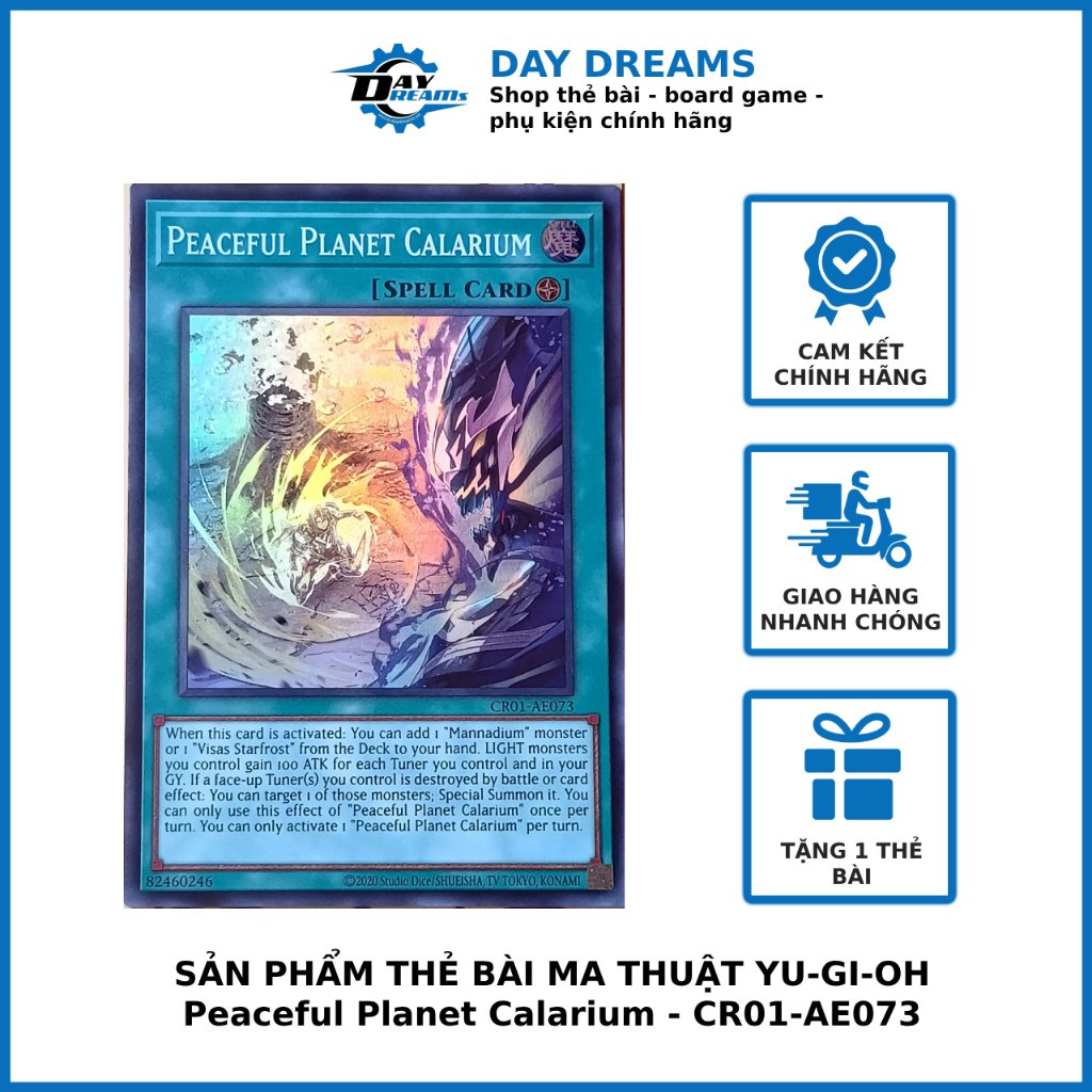 Thẻ bài Yugioh!: Peaceful Planet Calarium - CR01-AE073 - 	Super Rare