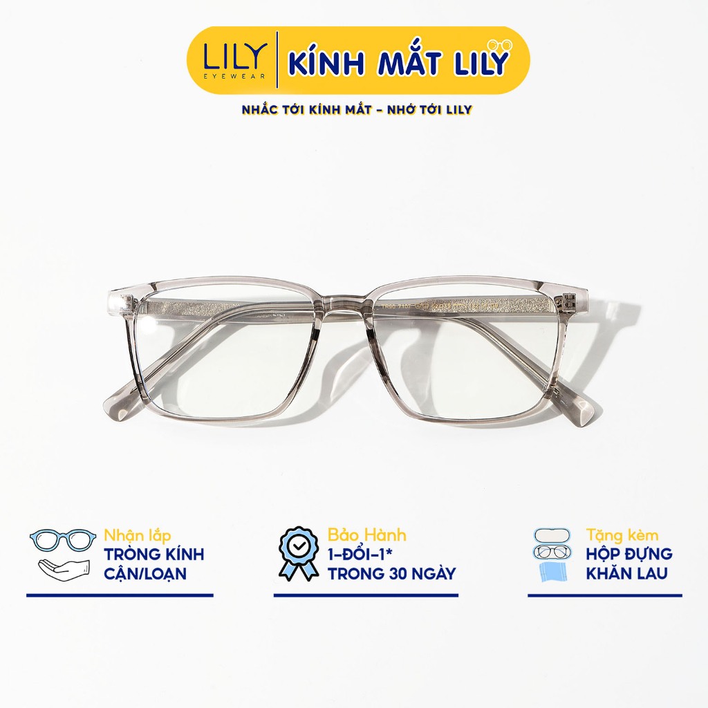 Kính mắt chữ nhật nam nữ LILYEYEWEAR càng nhựa bền chắc chắn kiểu dáng thời trang 7107