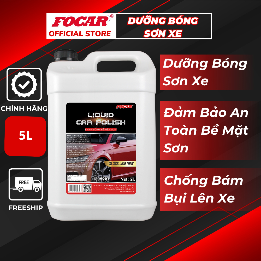 Dung dịch dưỡng đánh bóng sơn ô tô Focar Liquid Car polish 5L