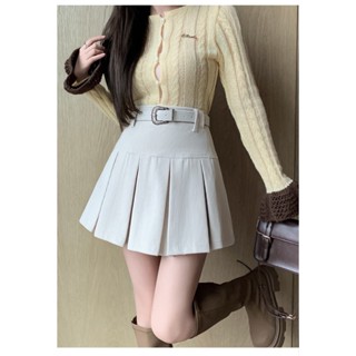 Chân váy nhung nữ ngắn xòe Xếp li to Kèm dây lưng Váy nhung ngắn xếp ly bản to kèm đai nịt lưng Xòe