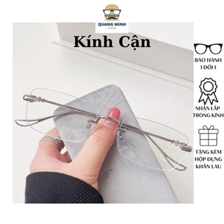  Kính cận không gọng  chống ánh sáng xanh QUANG MINH gọng kim loại form kính tổng tài cho nam nữ- MÃ 3308 