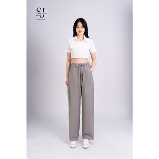 Quần jean cạp chun ống suông sjp08_quần cạp chun ống rộng nữ đẹp, thương hiệu samma jeans