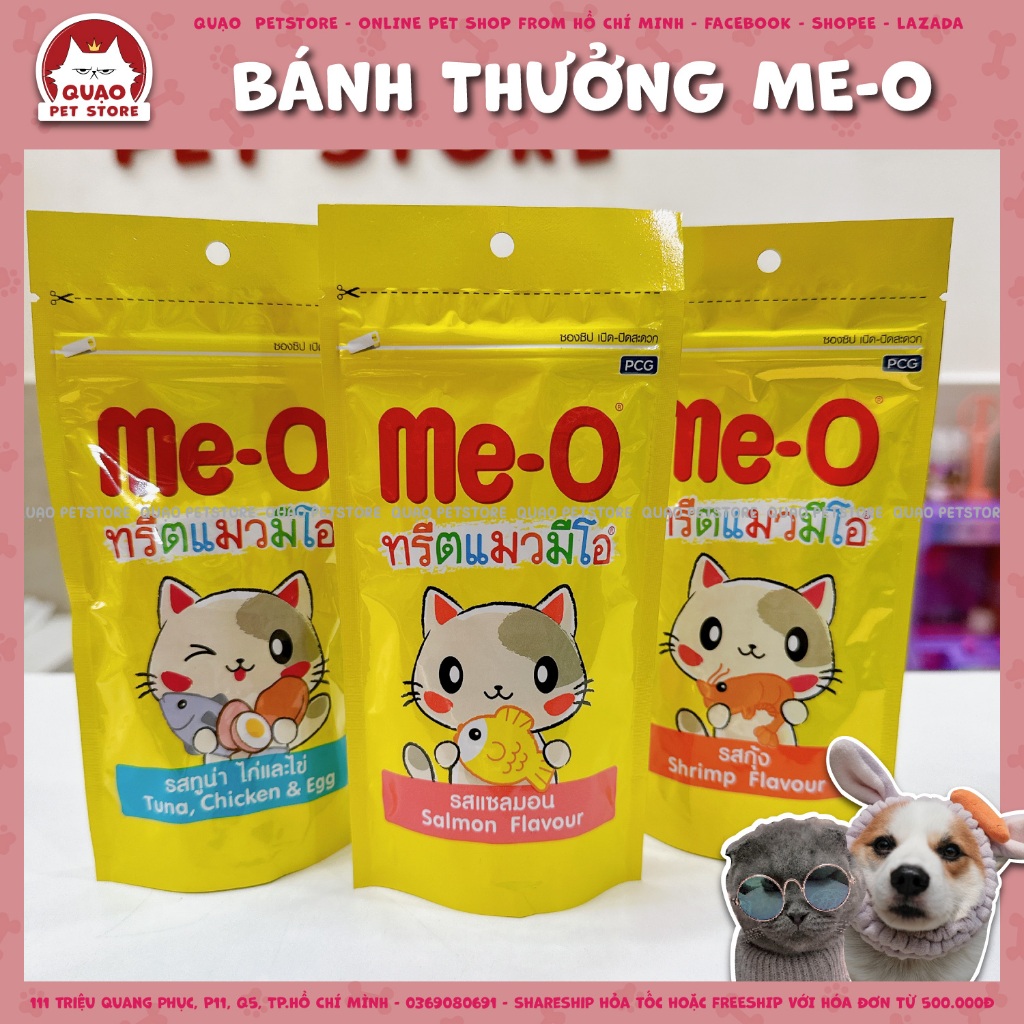 Snack thưởng Me-o cho mèo đủ vị 50g, bánh thưởng dinh dưỡng cho mèo trên 2kg