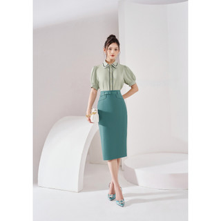 🌼FREESHIP🌼 Chân váy bút chì 2 lớp dáng dài qua gối cạp lưng cao phối đai siêu xinh (kèm belt) BC 3 mảnh đai vải d68cm