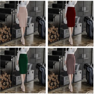 🌼FREESHIP🌼 chân váy bút chì xẻ trước phối cúc trẻ trước che gối trẻ trung, thời trang công sở