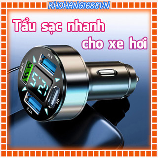 Tẩu sạc nhanh có màn hình led hỗ trợ usb type c quick charge 3.0 cho xe hơi