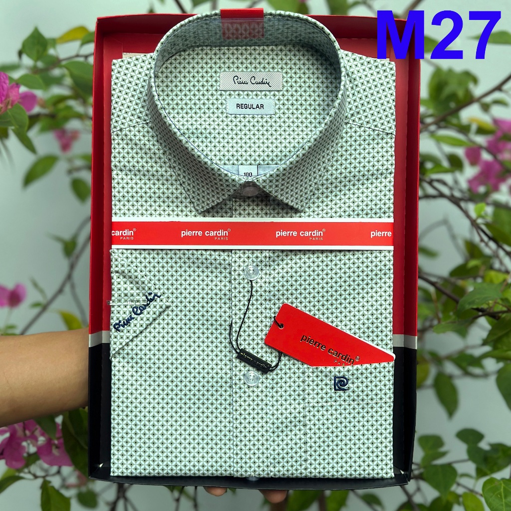 Áo Sơ Mi Nam, Sơ Mi Xanh Lá Cây Họa Tiết Tron Ngắn Tay, Sơ Mi Nam Pierre Cardin Chính Hãng Hàng Xuất Dư Xịn Mẫu Hàn Quốc