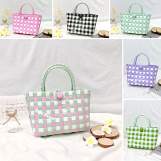 [D21xR9xC16cm] Giỏ Đan Tay, Túi Xách Đan Thủ Công Handmade, Làn Nhựa Mặc Với Áo Dài, Đầm Đi Biển Chụp Hình - Doni House