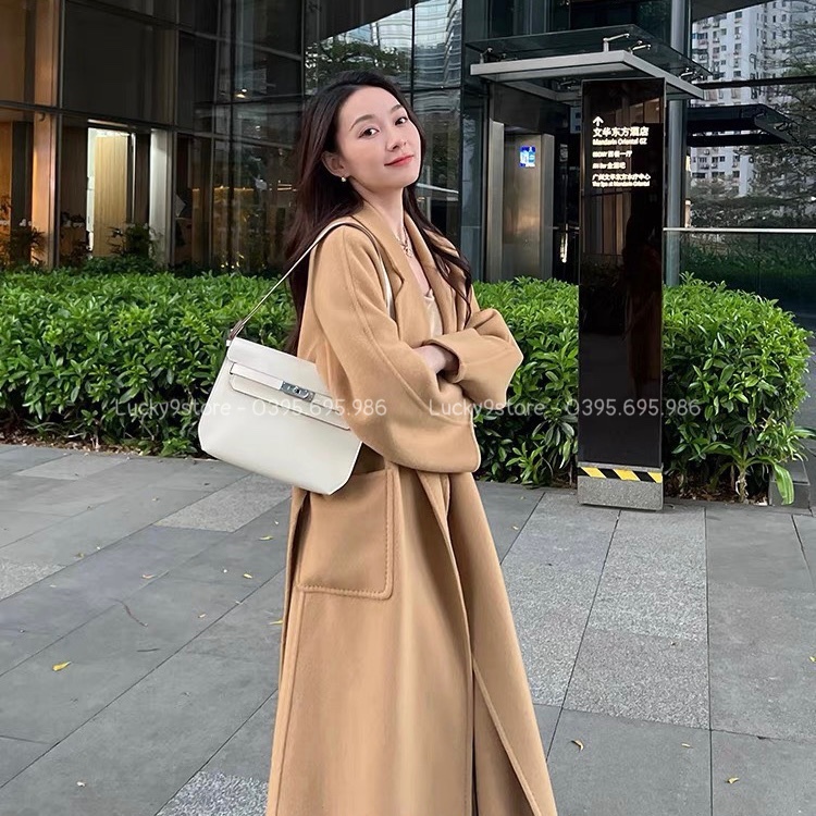 Túi xách nữ, túi kẹp nách h mét dáng vuông size 25 da sần - Lucky9store