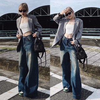 Quần jeans ống loe rộng dáng dài 105cm