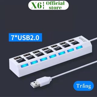 Ổ cắm usb nhiều cổng, bộ chia 7 cổng hub usb 2.0 có công tắc và đèn led, dây dài 40cm – thế giới đèn x6