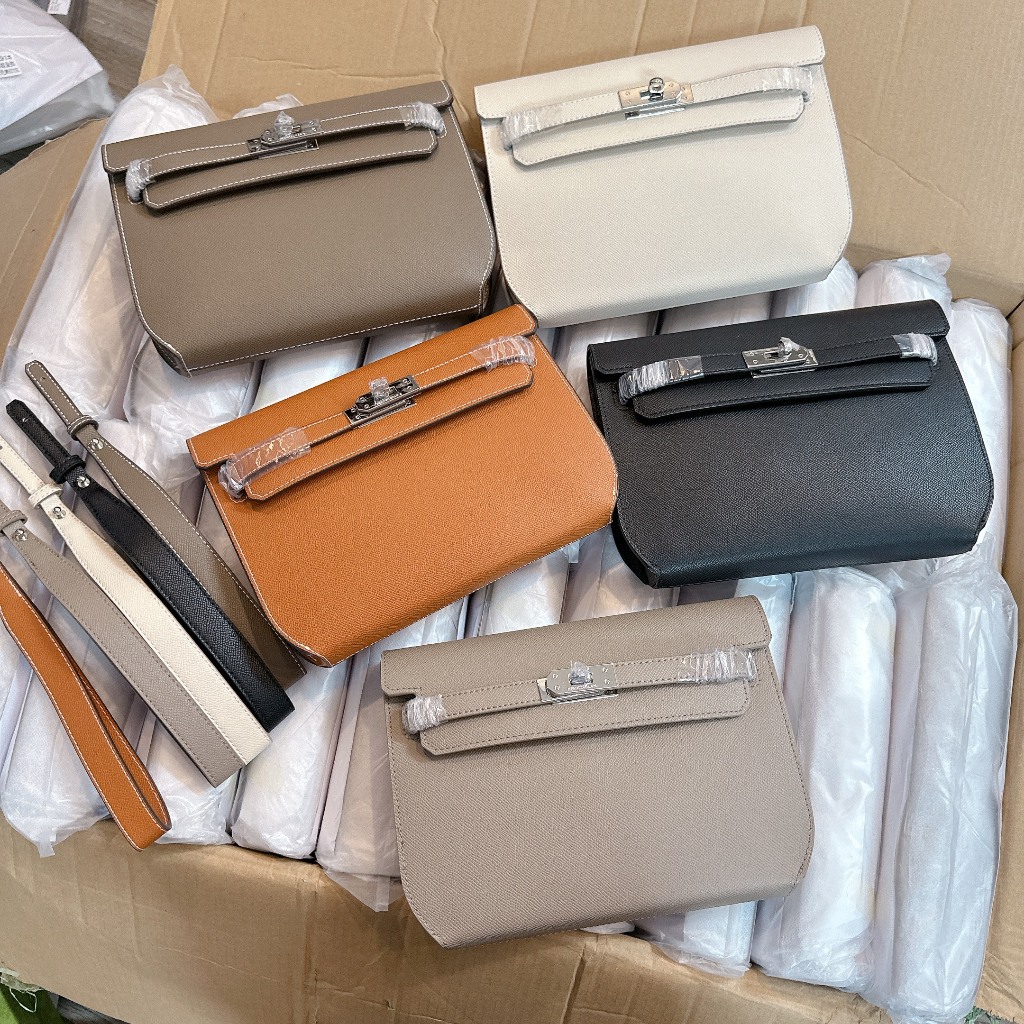 Túi xách nữ, túi kẹp nách h mét dáng vuông size 25 da sần - Lucky9store