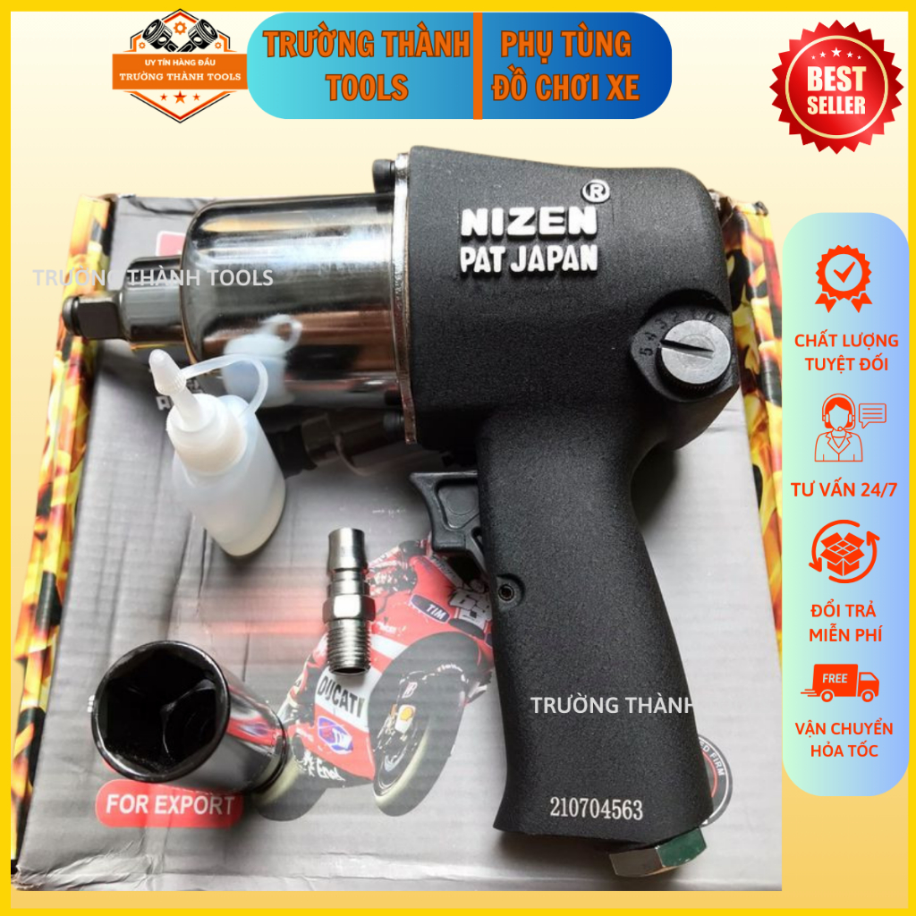 Máy Mở Ốc Nhật, Máy Xiết Bulong 2 Búa chân 1/2 Japan ( Tặng 1 Khẩu 22mm ) Trường Thành Tools